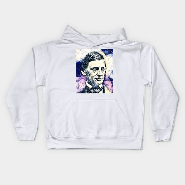 Ralph Waldo Emerson Colourful Portrait | Ralph Waldo Emerson Artwork 14 Kids Hoodie by JustLit